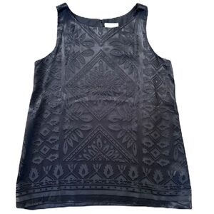 Max Studio Black Sleeveless Patterned Sleeveless Top New Small